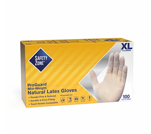 Safety Zone® Latex Powder Free 5 mil Industrial Gloves, Natural, XL, Case of 1000 (SZNGRPR-XL-1-T)