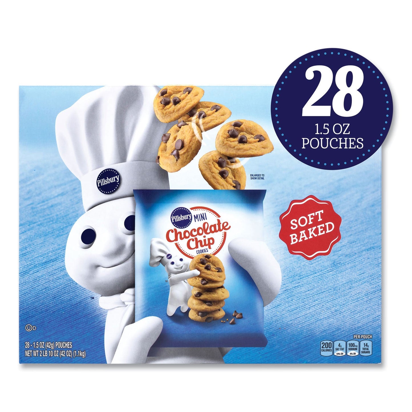Pillsbury Soft Baked Mini Chocolate Chip Cookies, 1.5 oz Pouch, 28/Pack (GRR22002056)