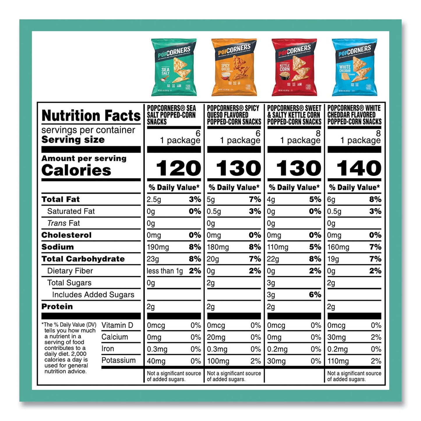 PopCorners Popped Corn Chips Snacks Variety Pack, Assorted Flavors, 1 oz Bag, 28/Pack (GRR22002179)