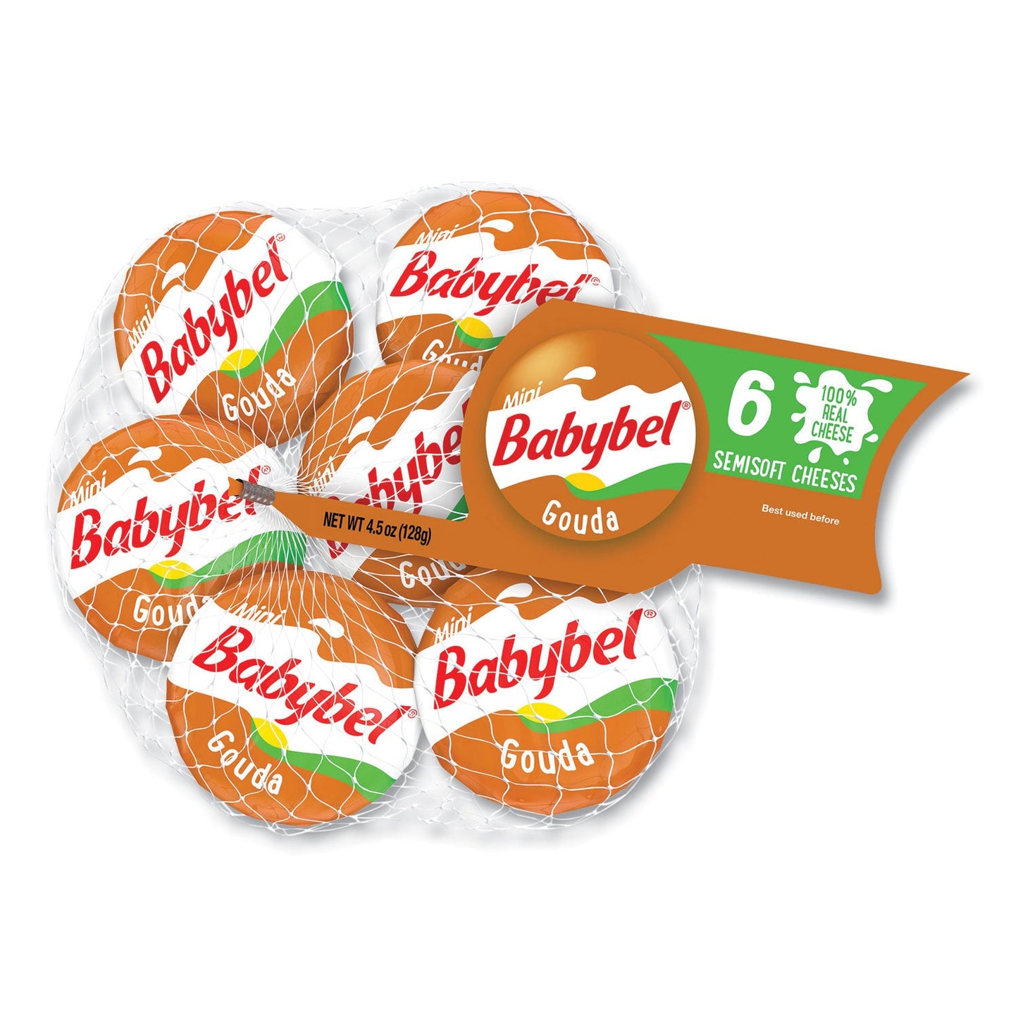 Babybel Gouda, 0.71 oz Individually Wrapped, 6/Bag, 6 Bags/Carton (GRR60000230)