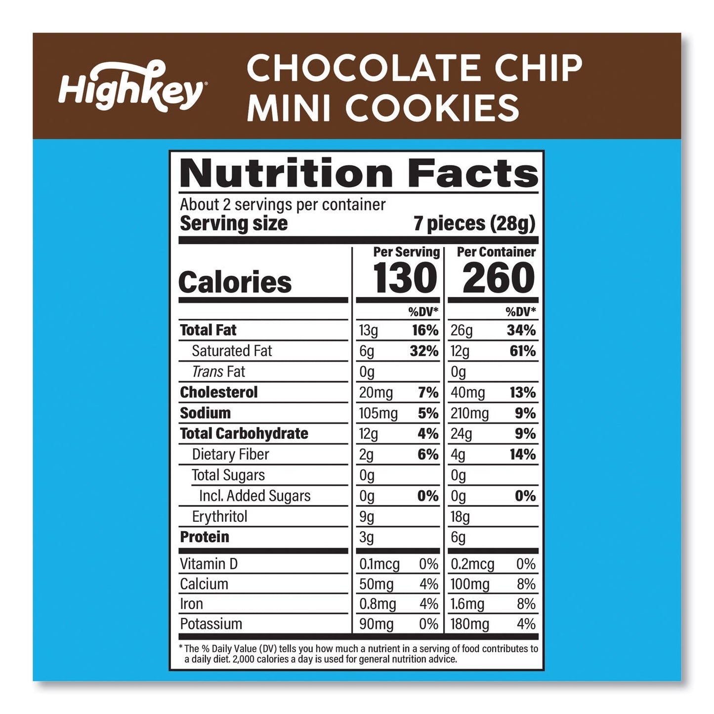 HighKey Chocolate Chip Cookies, 2 oz, Bag, 6/Carton (GRR60000270)