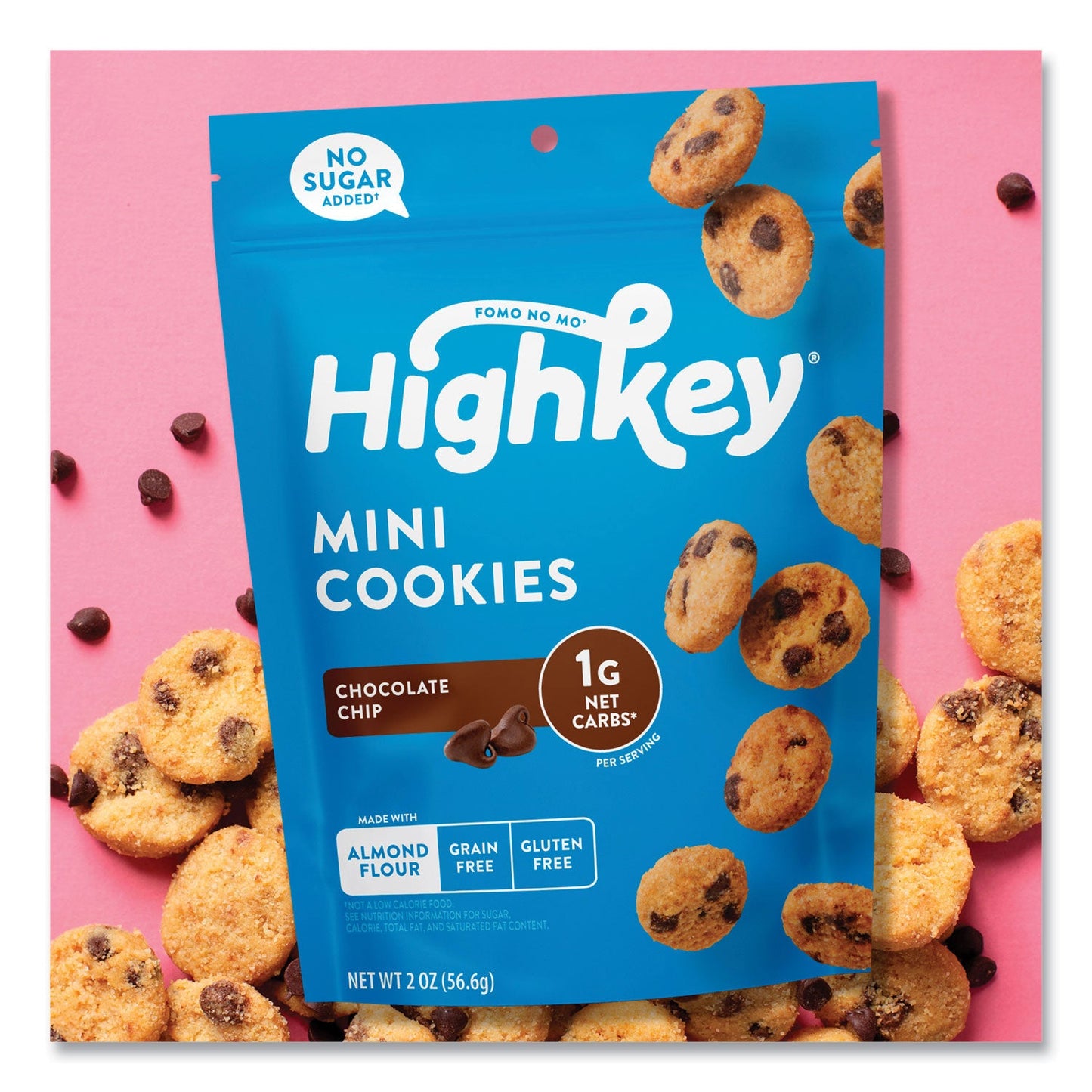 HighKey Chocolate Chip Cookies, 2 oz, Bag, 6/Carton (GRR60000270)