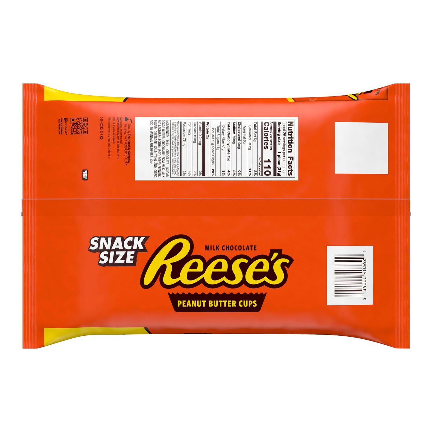 Reese's Snack Size Peanut Butter Cups, 19.5 oz Bag, 2 Bags/Carton (GRR60004058)