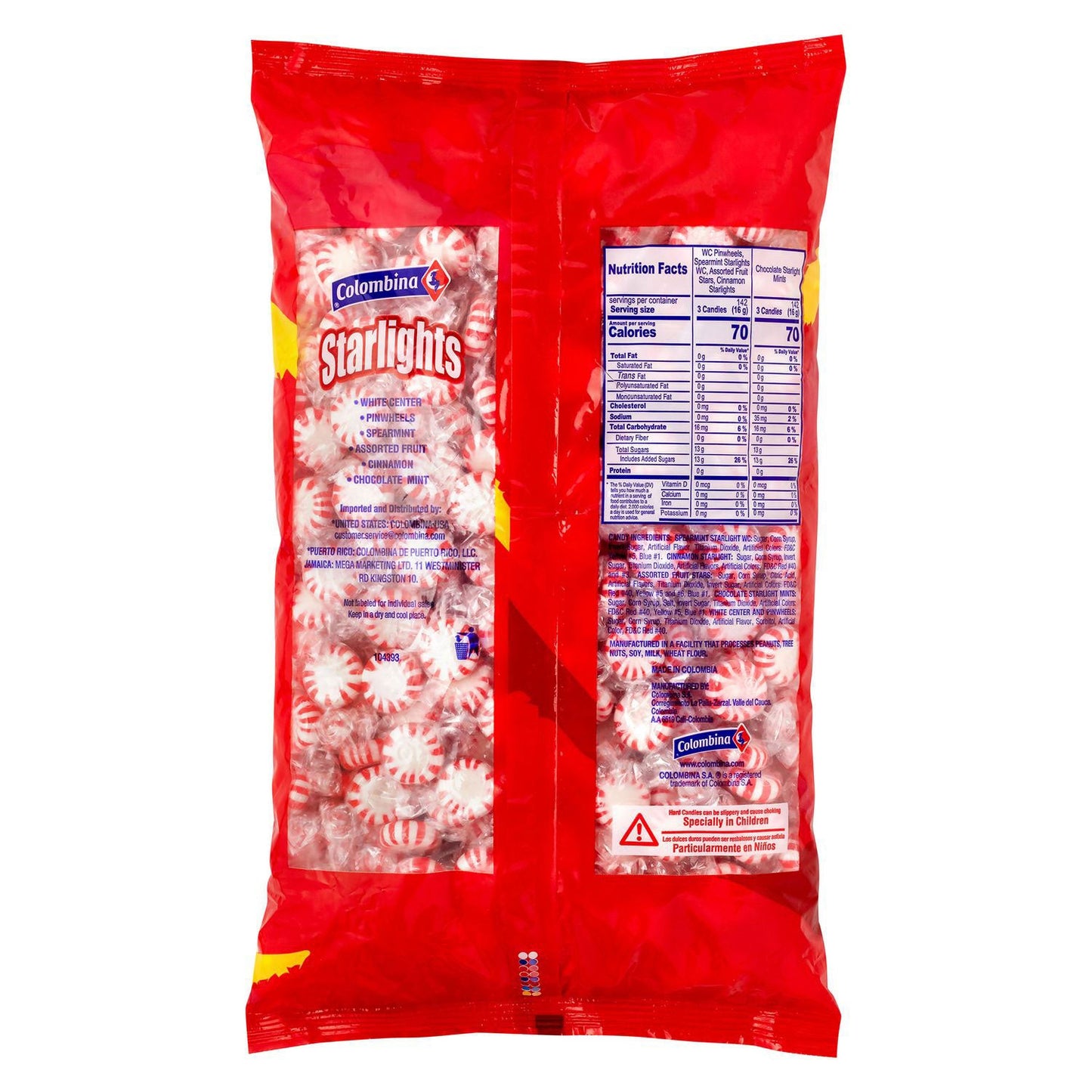 Colombina Peppermint Starlight Mints, 5 lb Bag, 3/Carton (GRR60004061)