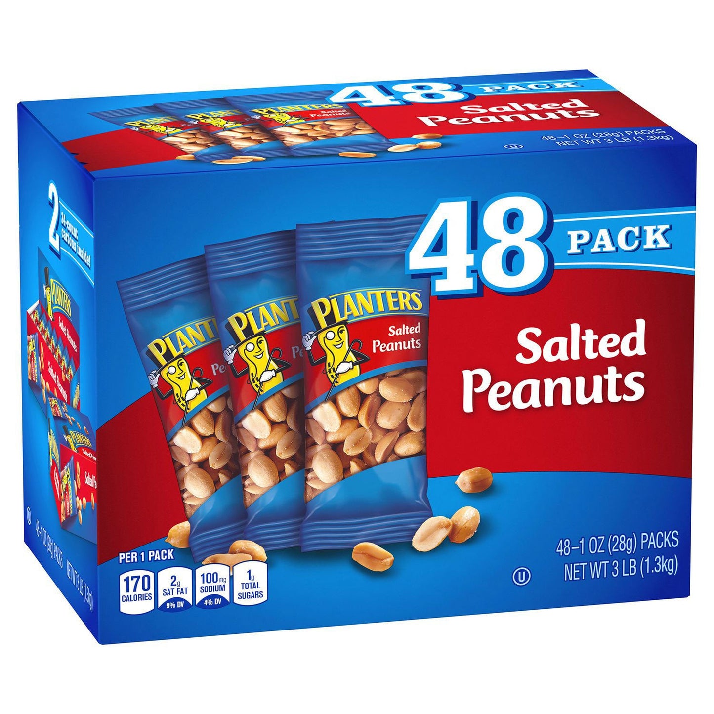 Planters Salted Peanuts, 1 oz Pouch, 48/Box, 2 Boxes/Carton (GRR60004074)
