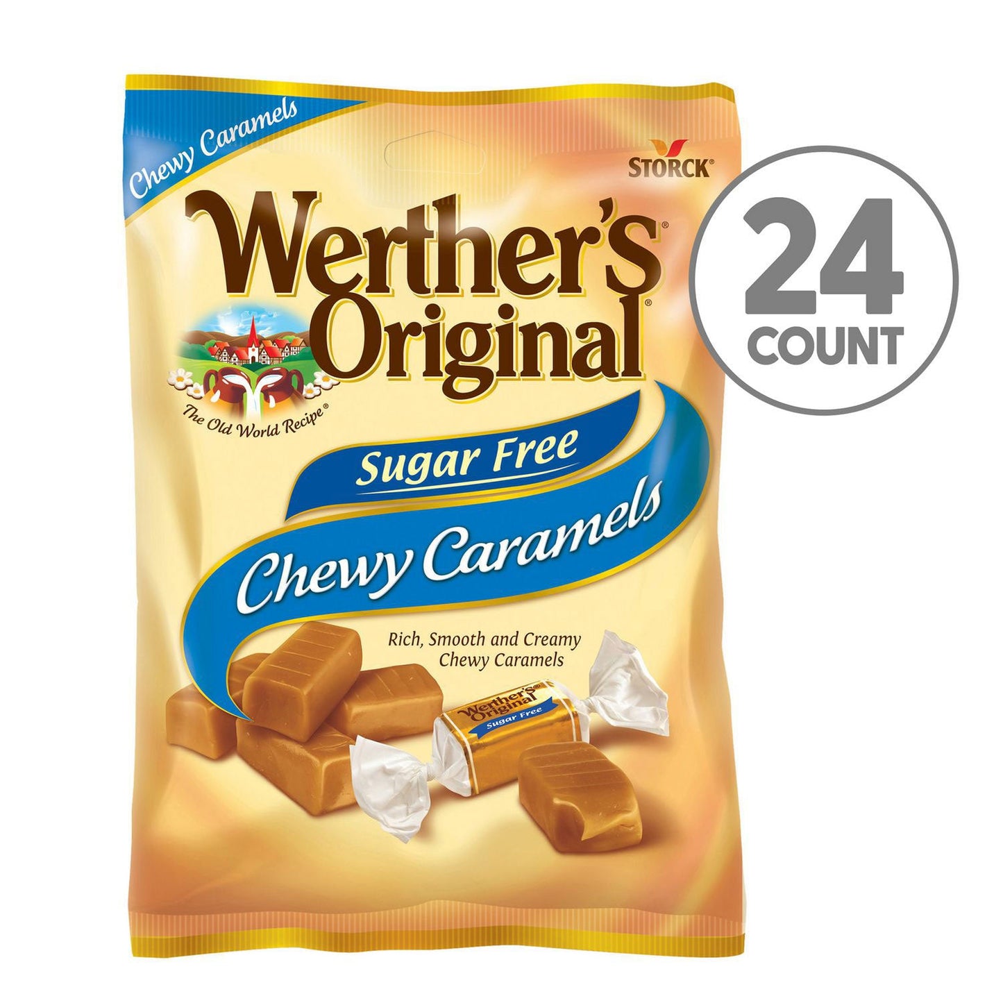 Werther's Chewy Caramels Sugar Free, 1.48 oz Bag, 24/Carton (GRR60004088)