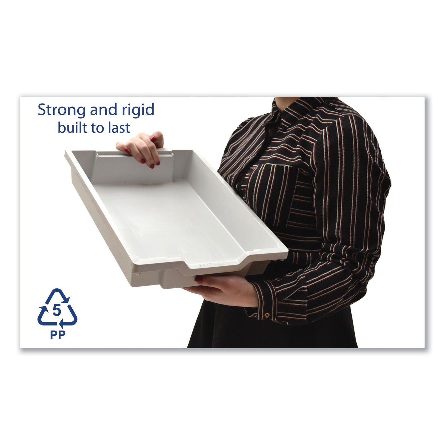 Gratnells F1 Shallow Trays for Gratnells Storage Frames and Trolleys, 1 Section, 1.85 gal, 12.28" x 16.81" x 3.25", Light Gray, 8/Pack (GTSFS0119P8)