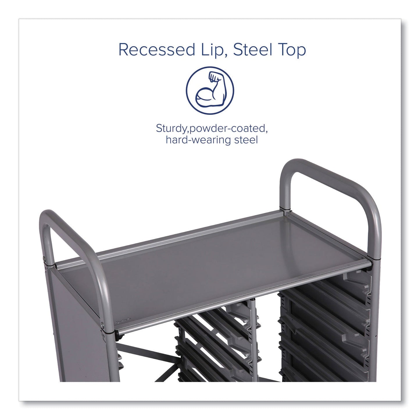 Gratnells Callero Plus Flat Shelf Trolley, Metal, 4 Shelves, 40.6" x 17.3" x 41.5", Silver (GTSSSET0644)