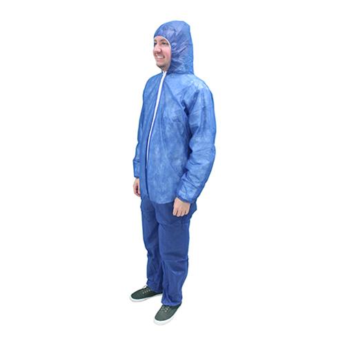Safety Zone® PolyLite® Coveralls w/ Zip Front, Attached Hood & Boots, Elastic Wrists, Navy Blue, 25/Case, 2XL (SZNM1500B-2X)