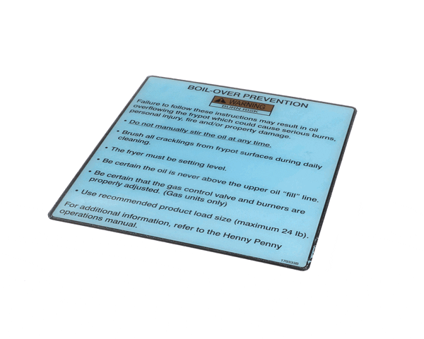 Henny Penny 170333 Label-Boilovr Prevnt,Gm,Veloc (HEN170333)
