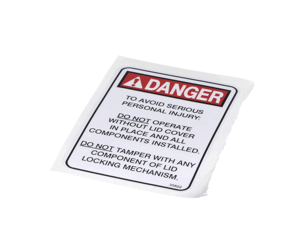 Henny Penny 35822 Label-Lid-Danger (HEN35822)