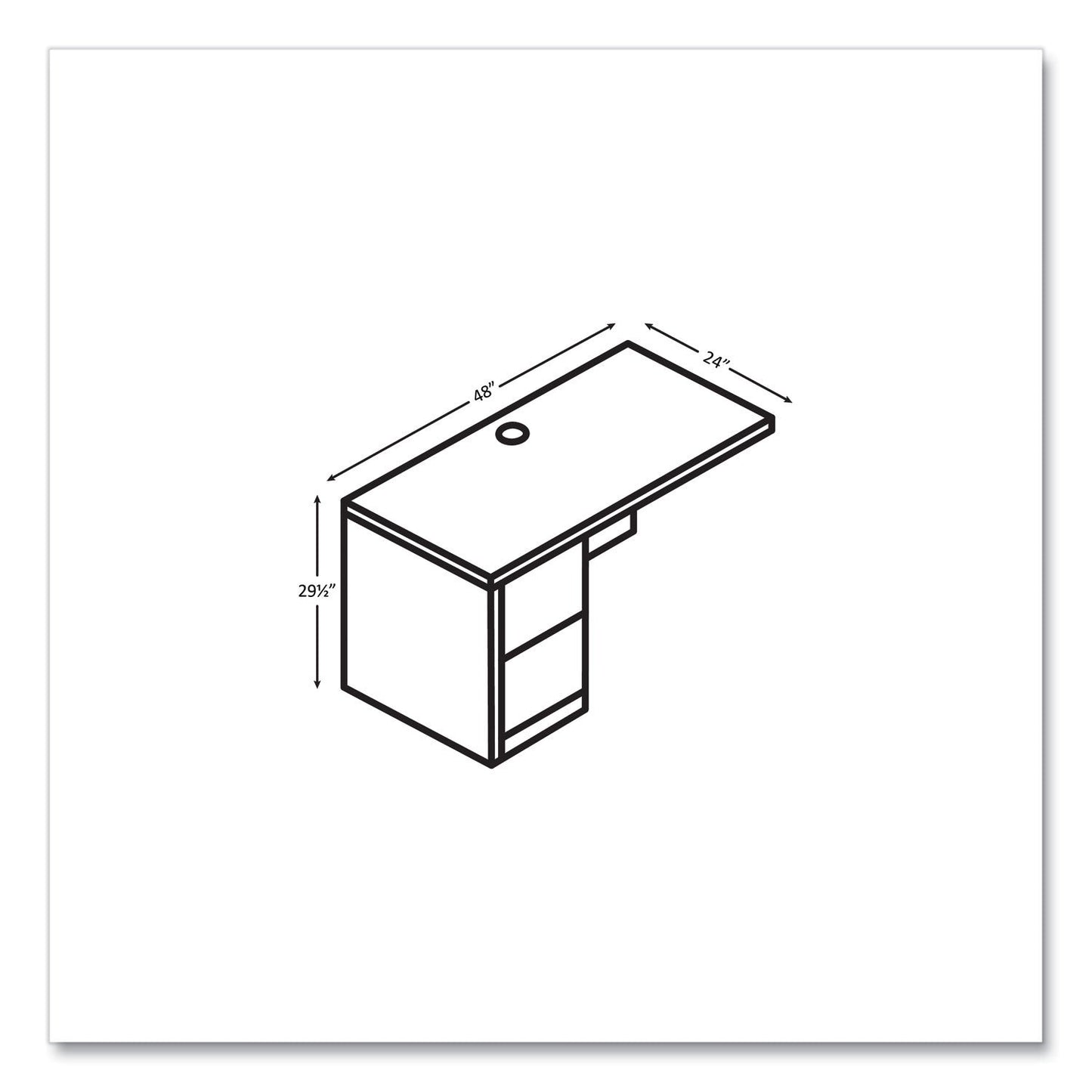 HON 10500 Series Return with Full-Height Pedestal, Left, 48" x 24" x 29.5", Kingswood Walnut (HON105906LLKI1)