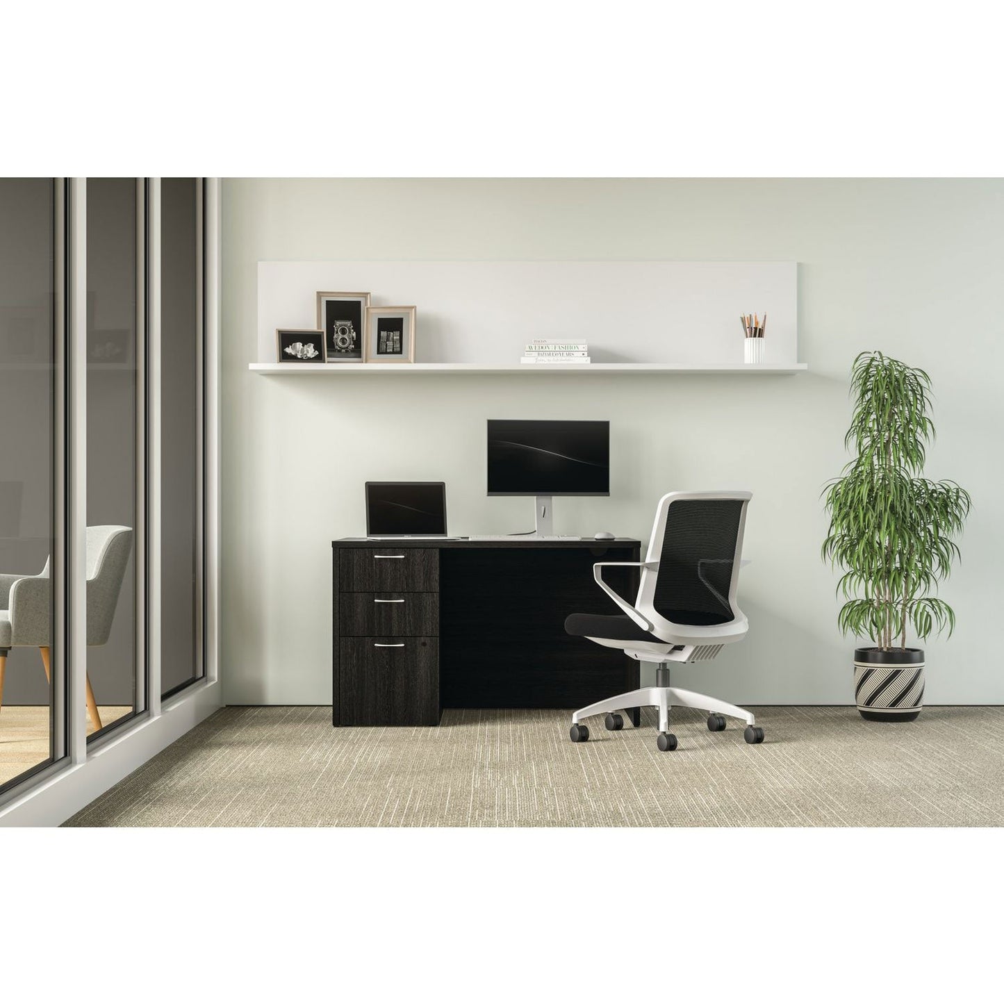 HON Mod Single Pedestal Desk Bundle, 48" x 30" x 29", Java Oak (HONDS4830BBFJA1)