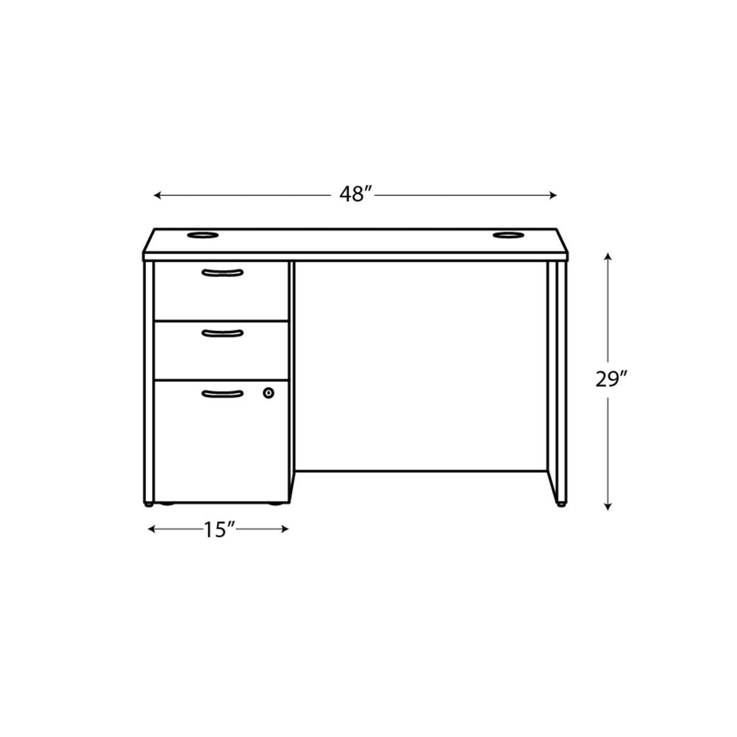 HON Mod Single Pedestal Desk Bundle, 48" x 30" x 29", Java Oak (HONDS4830BBFJA1)