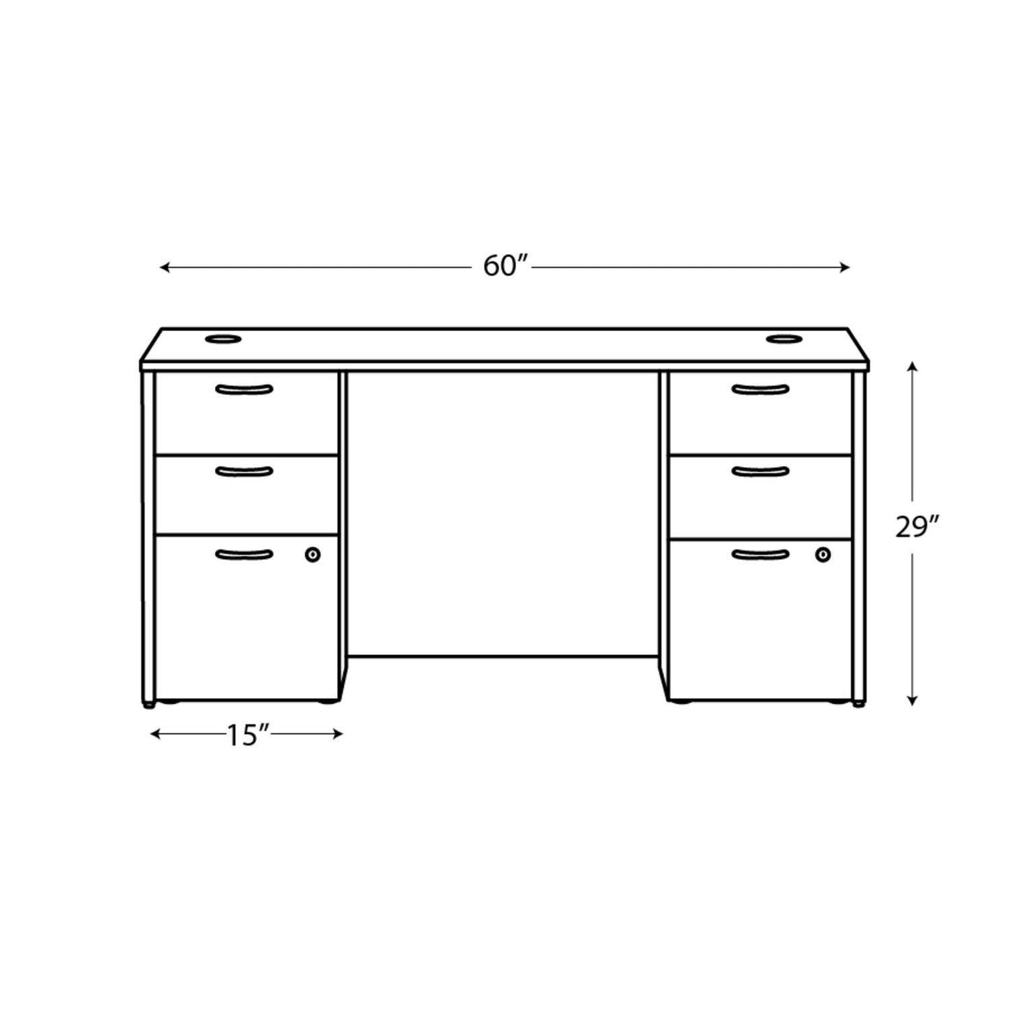 HON Mod Double Pedestal Desk Bundle, 60" x 30" x 29", Java Oak (HONLDS6030BBFJA)