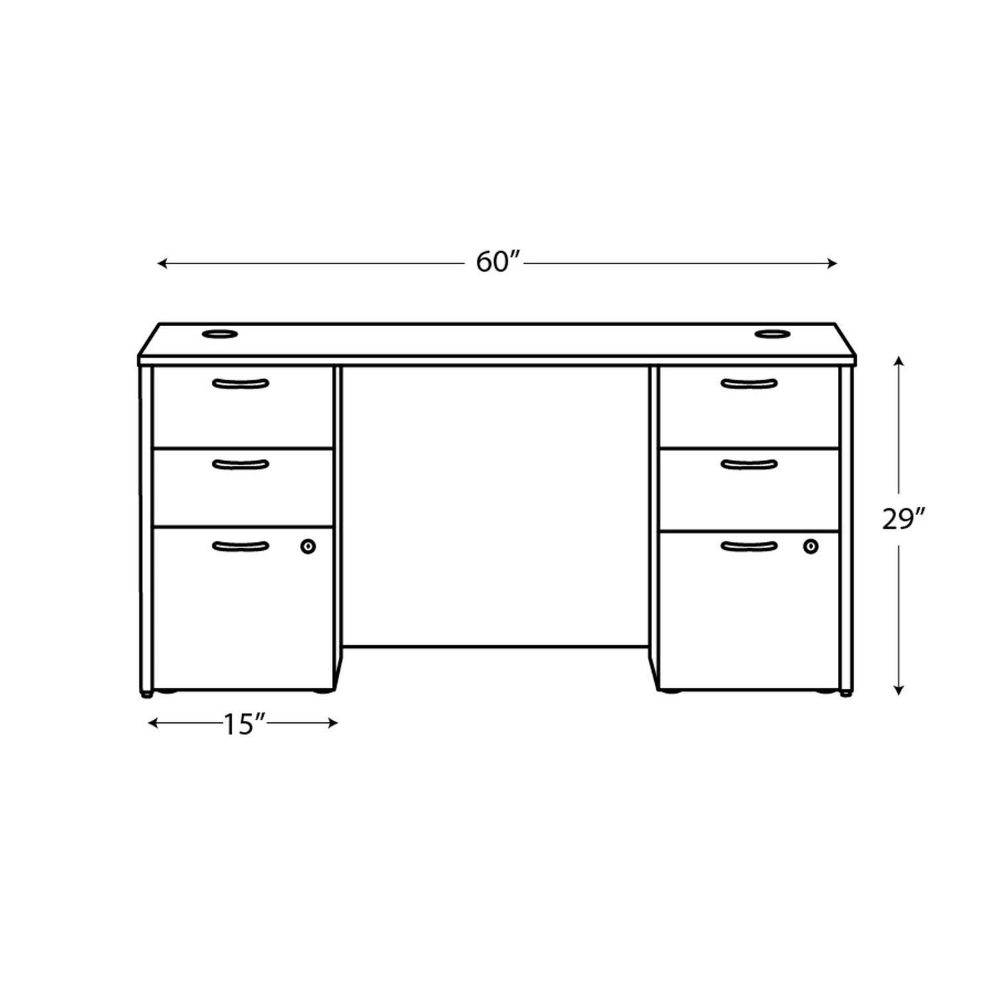 HON Mod Double Pedestal Desk Bundle, 60" x 30" x 29", Sepia Walnut (HONLDS6030BBFSE)