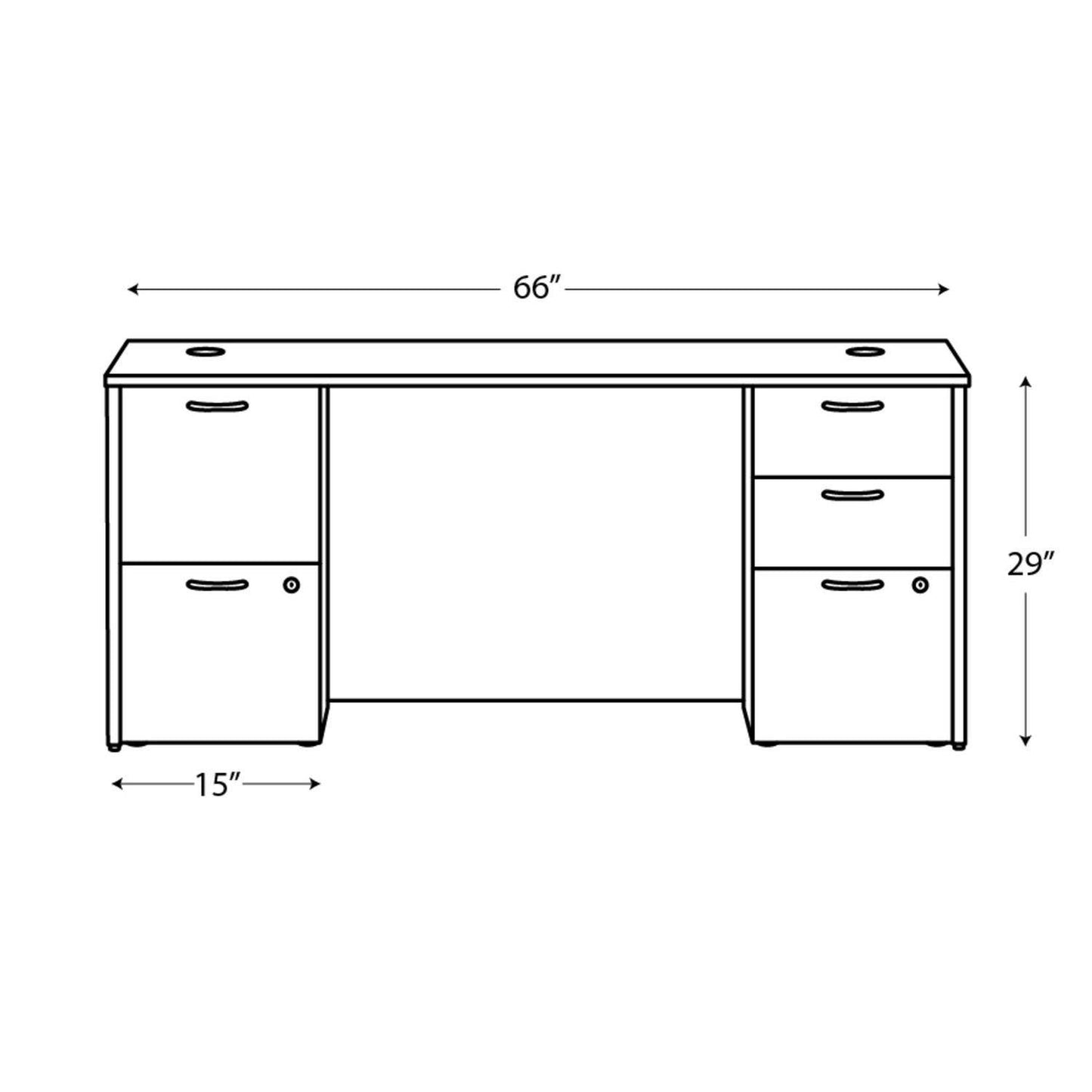 HON Mod Double Pedestal Desk Bundle, 66" x 30" x 29", Slate Teak (HONMOD002)