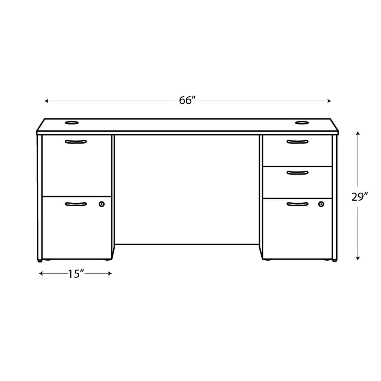 HON Mod Double Pedestal Desk Bundle, 66" x 30" x 29", Sepia Walnut (HONMOD003)