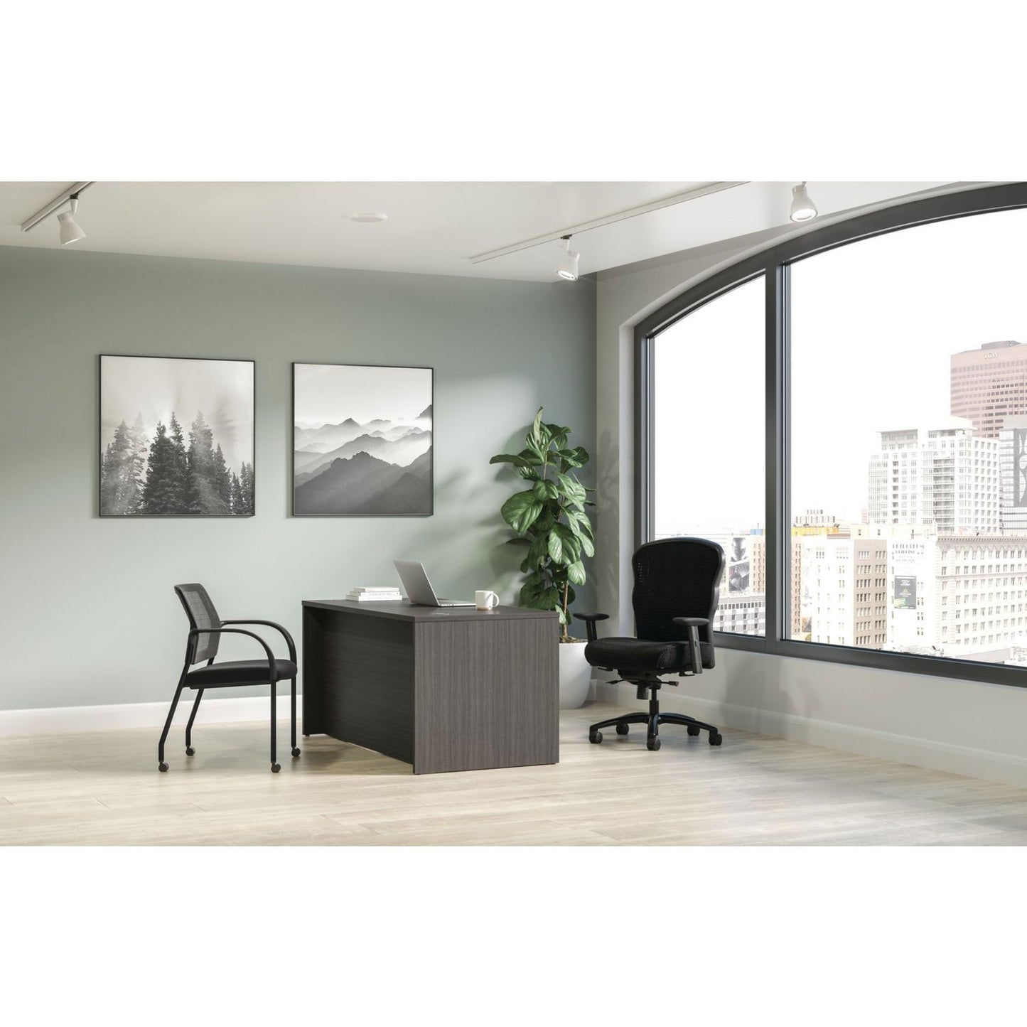 HON Mod Single Pedestal Desk Bundle, 60" x 30" x 29", Slate Teak (HONMOD012)