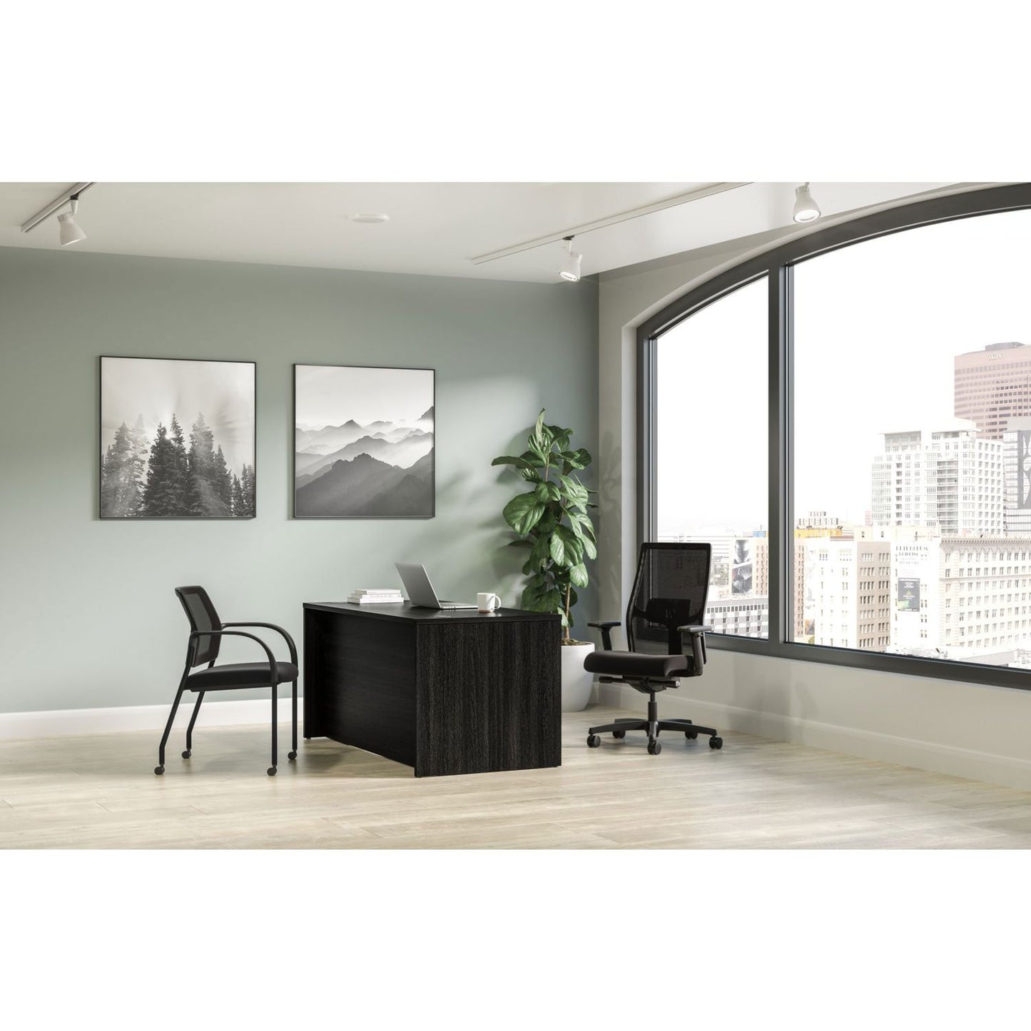 HON Mod Single Pedestal Desk Bundle, 60" x 30" x 29", Java Oak (HONMOD015)