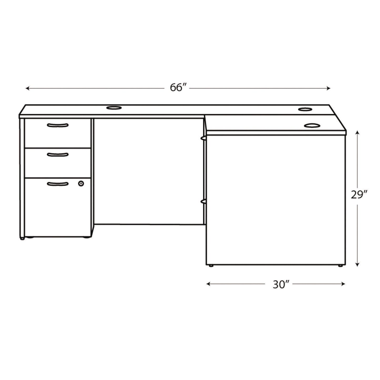 HON Mod L-Station Double Pedestal Desk Bundle, 66" x 72" x 29", Slate Teak (HONMOD072)