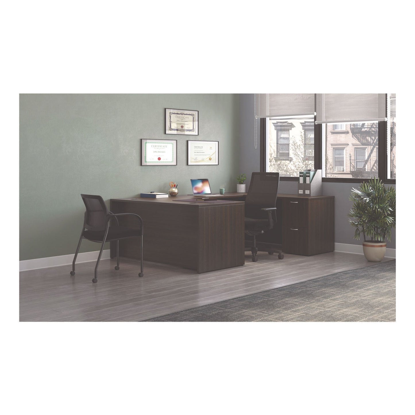 HON Mod U-Station Bundle, 66" x 96" x 29", Java Oak (HONMOD081)