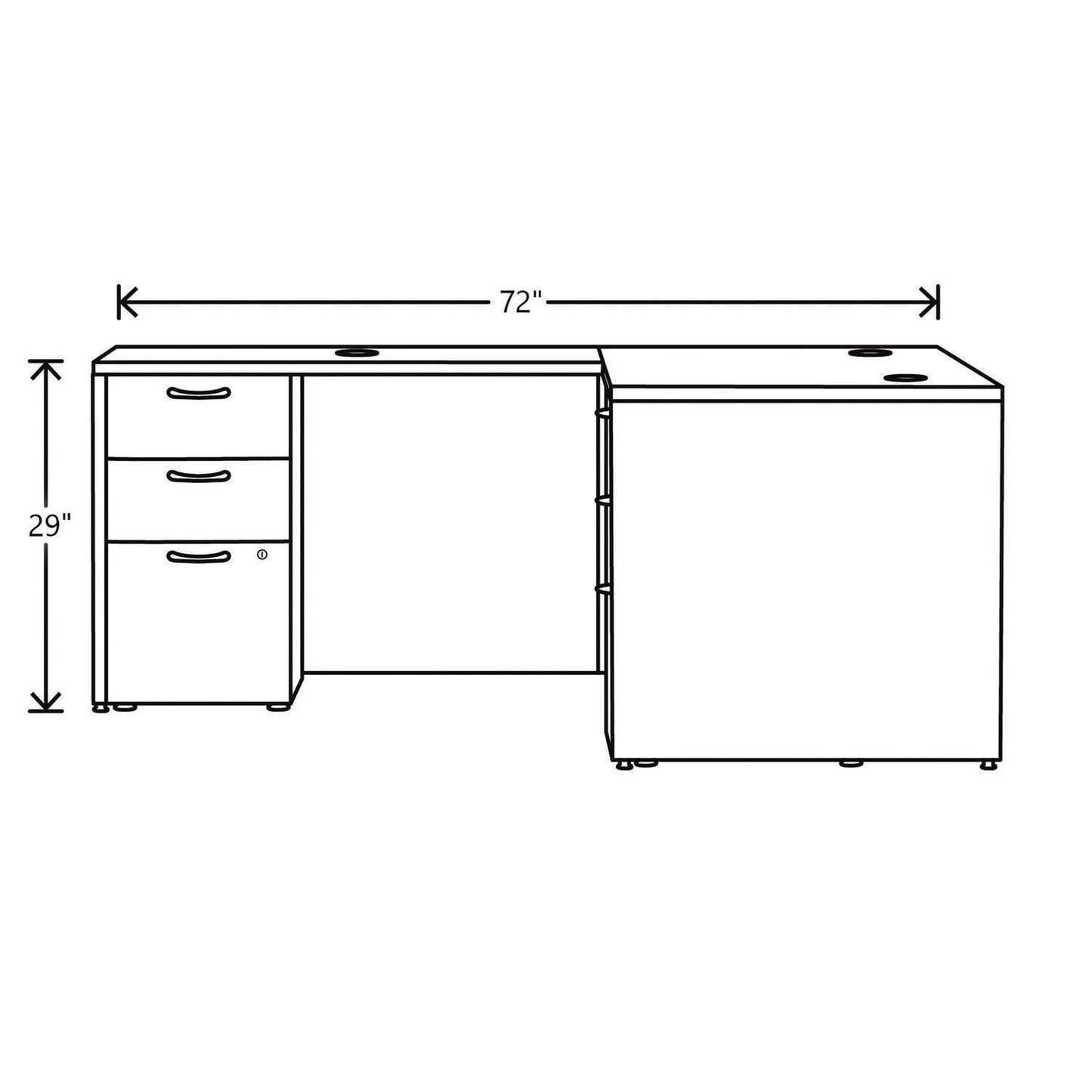 HON Mod L-Station Double Pedestal Desk Bundle, 60" x 72" x 29", Slate Teak (HONMOD187)