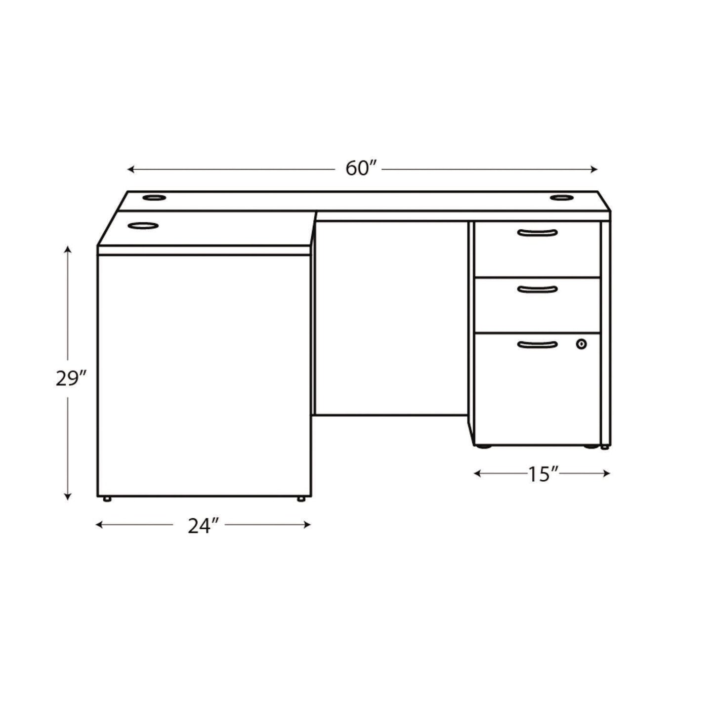 HON Mod L-Station Single Pedestal Desk Bundle, 60" x 72" x 29", Slate Teak (HONMOD192)