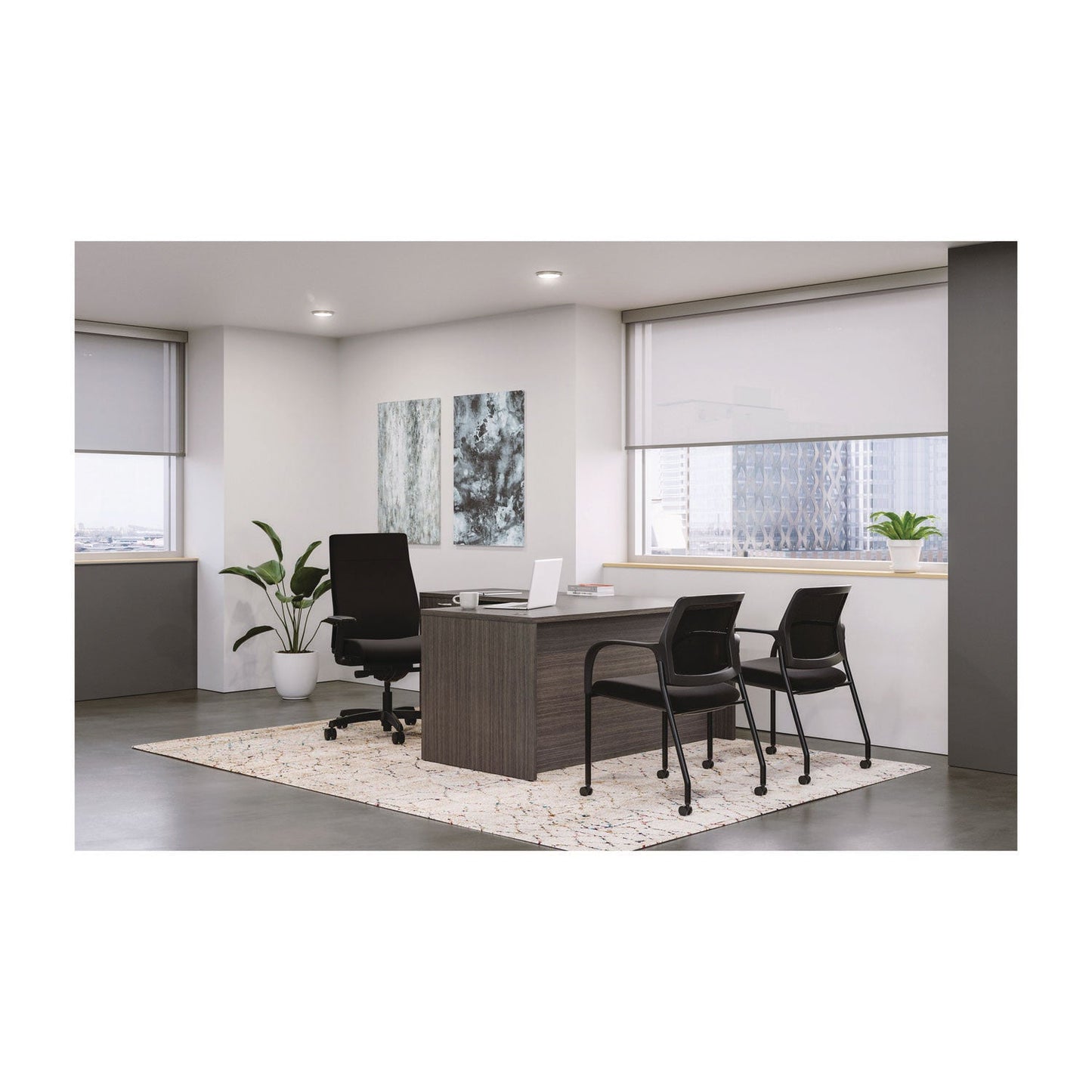 HON Mod L-Station Single Pedestal Desk Bundle, 60" x 72" x 29", Slate Teak (HONMOD192)