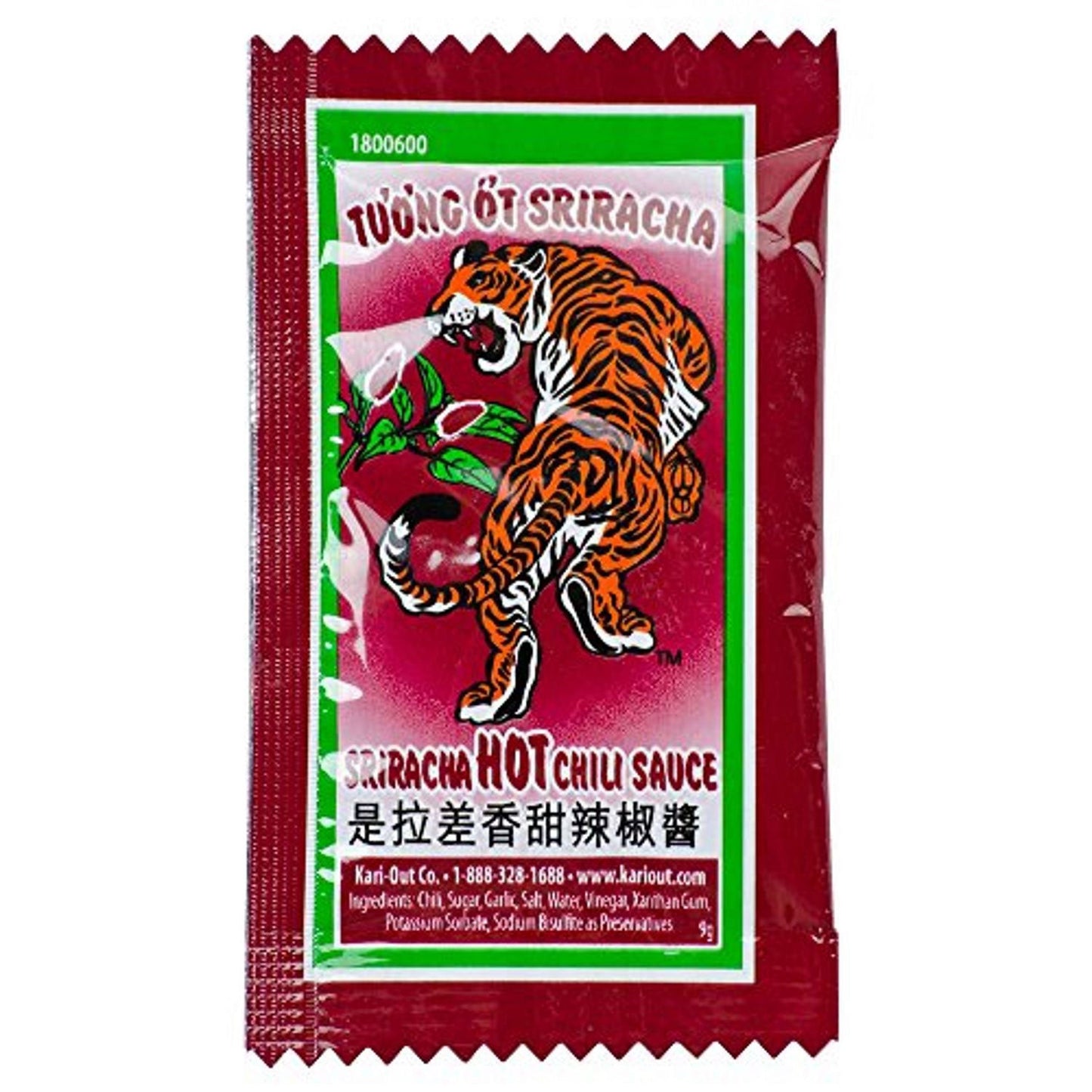Kari-Out Siracha Sauce, 9 g Packet, 200/Carton (KOT1800600)