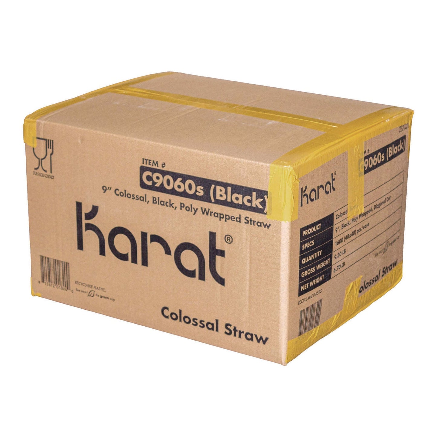 Karat Boba Straws, 9", Black, 1,600/Carton (KRTC9060SBLACK)
