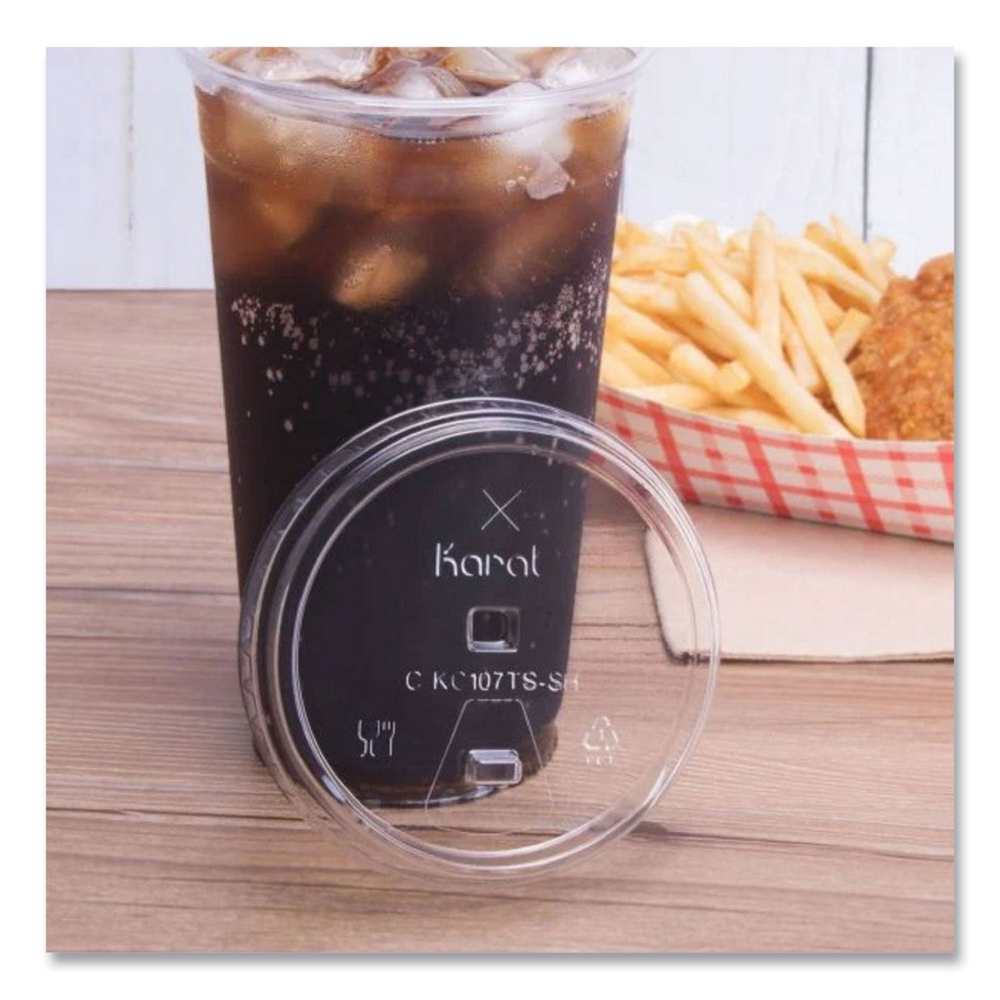 Karat PET Lids, Strawless Sipper, Fits 32 oz Cold Cups, Clear, 1,000/Carton (KRTCKC107TSSH)