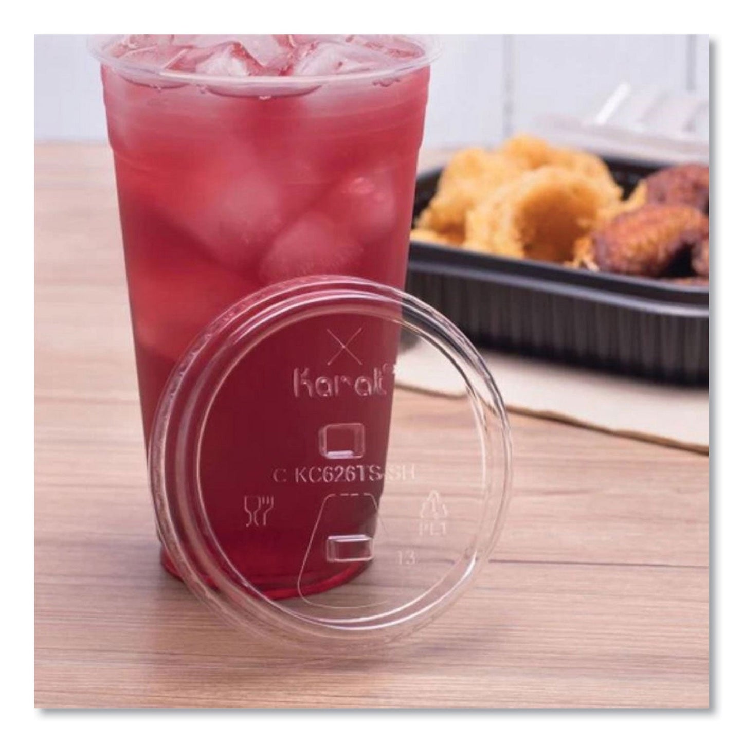 Karat PET Lids, Strawless Sipper, Fits 12 oz to 24 oz Cold Cups, Clear, 1,000/Carton (KRTCKC626TSSH)