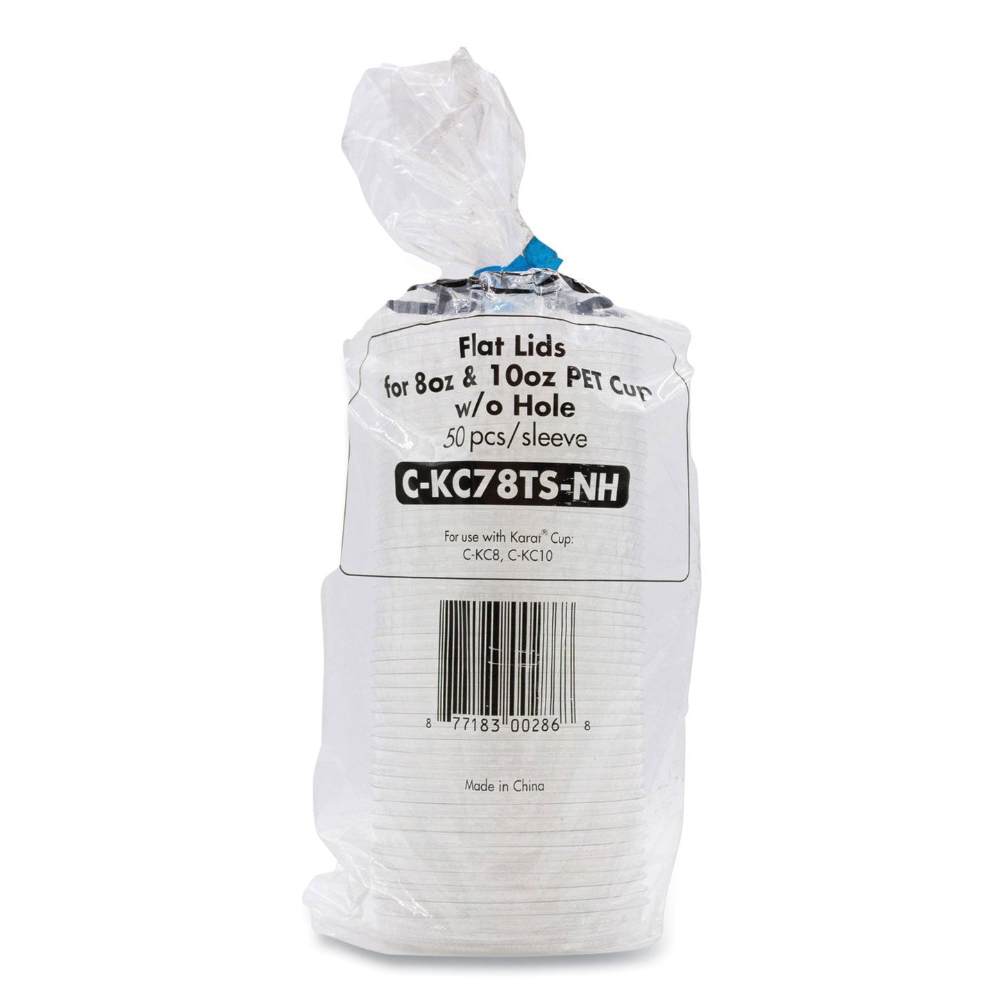 Karat PET Lids, Fits 8 oz to 10 oz Cold Cups, No Hole Flat Lid, Clear, 1,000/Carton (KRTCKC78TSNH)