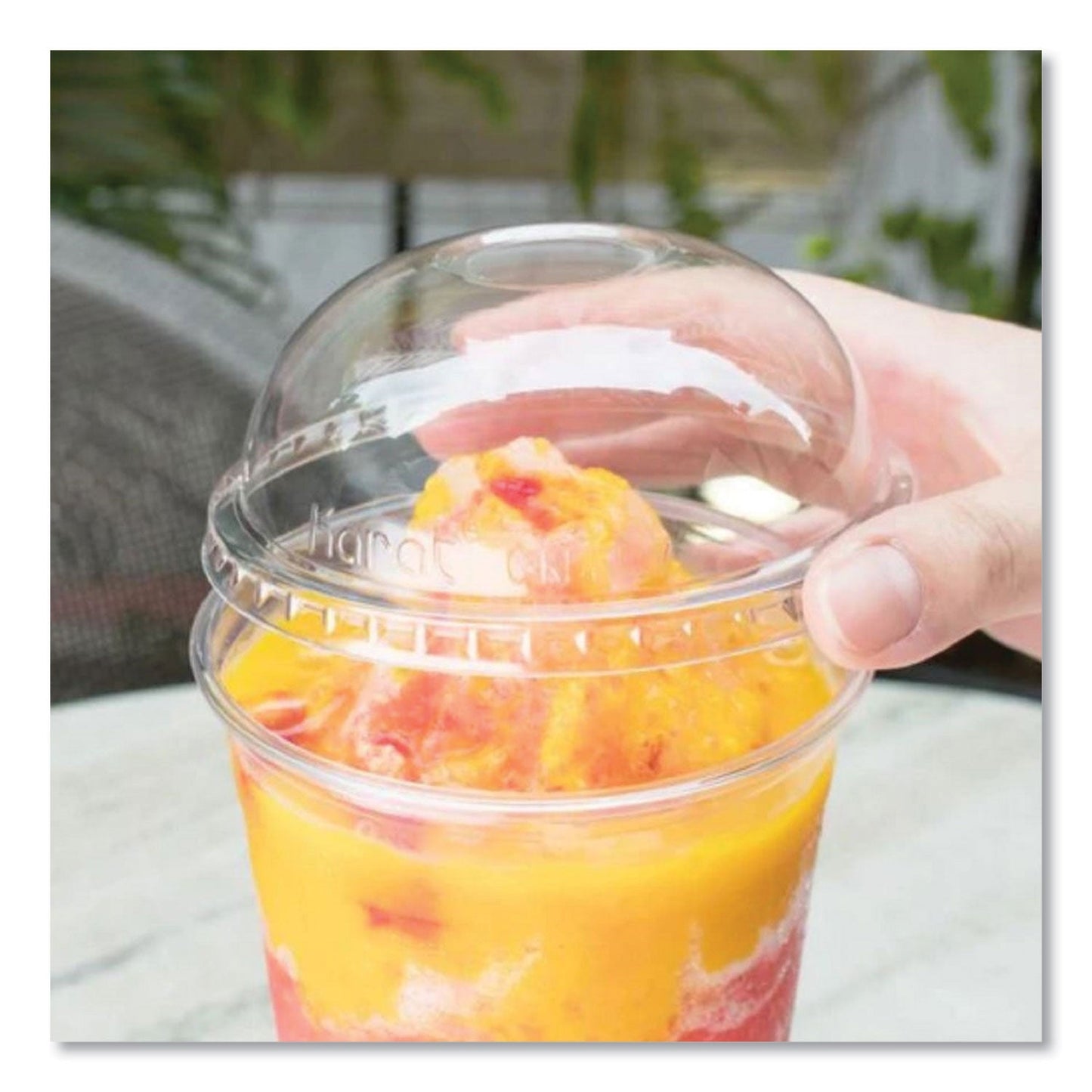 Karat PET Lids, Dome Lid, Fits 32 oz Cold Cups, Clear, 500/Carton (KRTCKDL107)