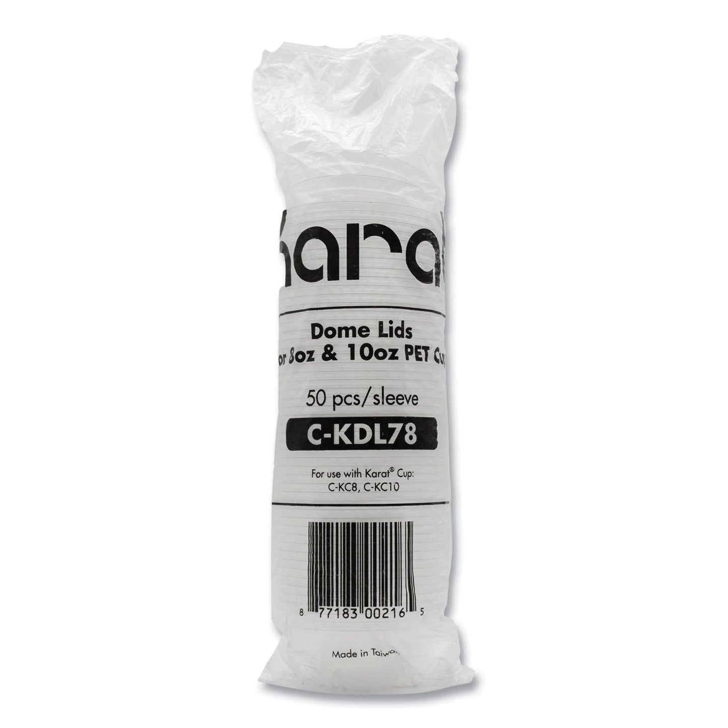 Karat PET Lids, Fits 8 oz to 10 oz Cold Cups, Dome Lid, Clear, 1,000/Carton (KRTCKDL78)