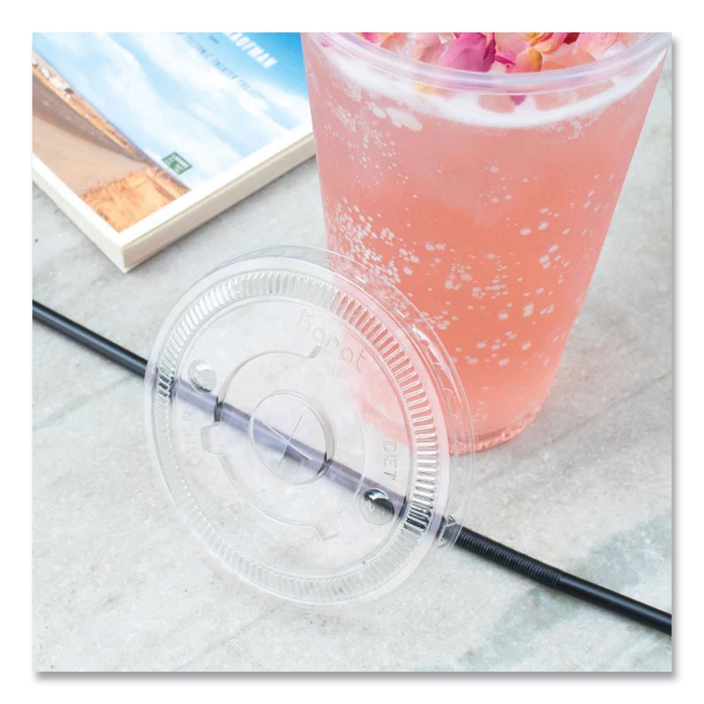 Karat PET Lids, Fits 32 oz Cold Cups, Flat Lid, Clear, 600/Carton (KRTKRTCKCL1045)