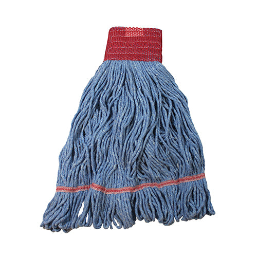 Impact® Saddle-Type Looped-End Cotton Synthetic Blend Wet Mop Head w/ Tailband, Large, Blue/Red, 12/Case (IMPL270LG)