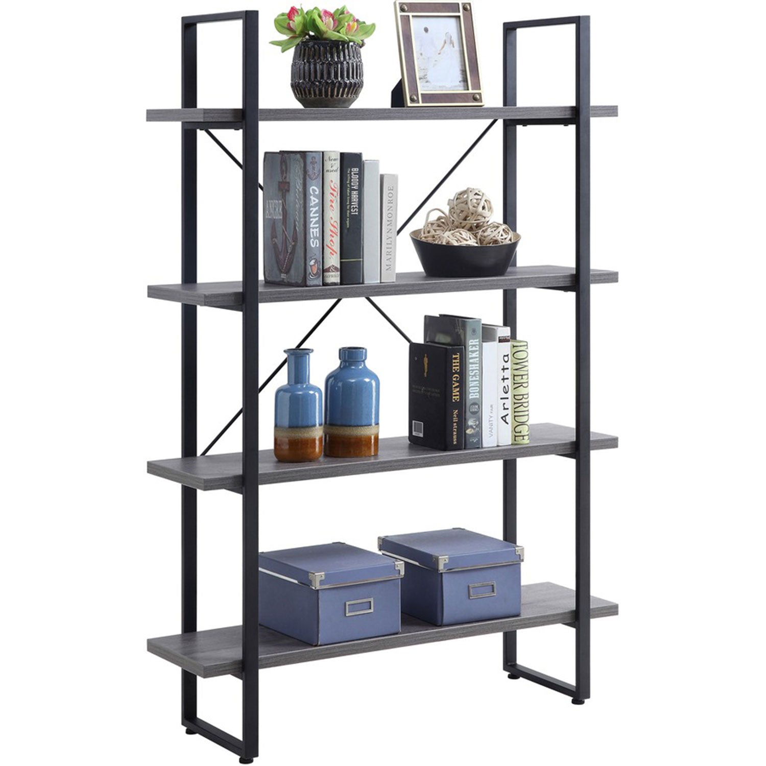 lorell-soho-4-shelf-metal-frame-bookcase-num-llr97620_1