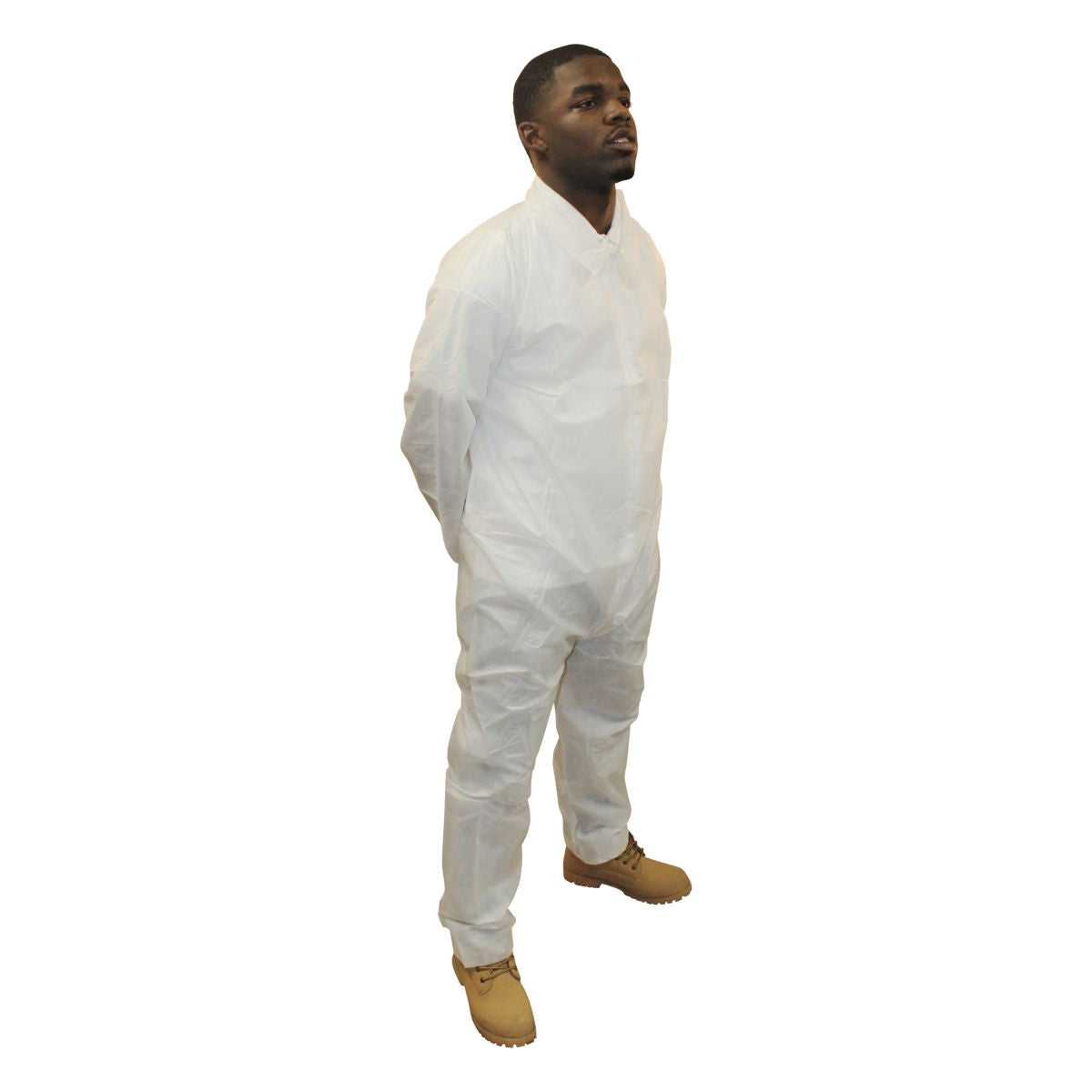 Safety Zone® PolyLite® Coveralls w/ Zip Front, Elastic Wrists & Ankles, White, 25/Case, X-Large (SZNM1200-XL)