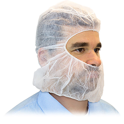 Safety Zone® PolyLite® Polypropylene Hood & Face Cover, 17g, One Size, 100/Bag, 10 Bags/Case, White (SZNM2302WSZ)
