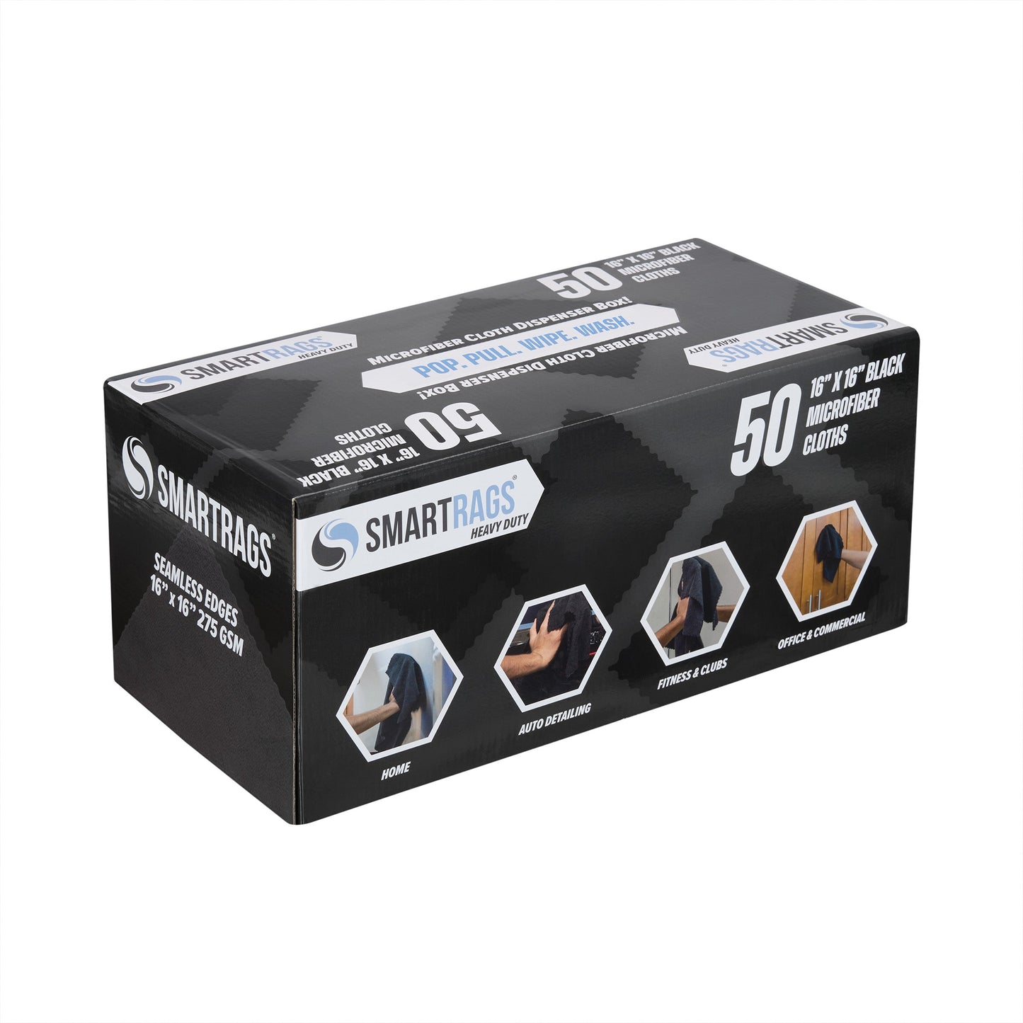 Arkwright Home SmartRagsXL Microfiber 45 Gram 16x16 Black (1 Box of 50 Cloths) (PNP-M930BK)