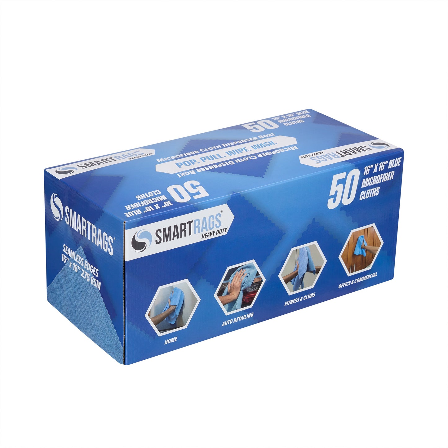 Arkwright Home SmartRagsXL Microfiber 45 Gram 16x16 Blue (1 Box of 50 Cloths) (PNP-M930B)