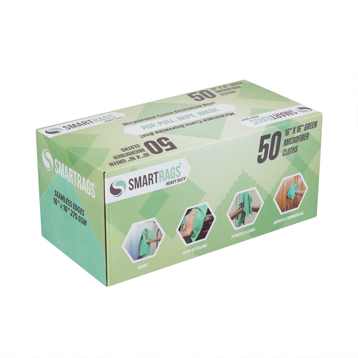 Arkwright Home SmartRagsXL Microfiber 45 Gram 16x16 Green (1 Box of 50 Cloths) (PNP-M930-G)