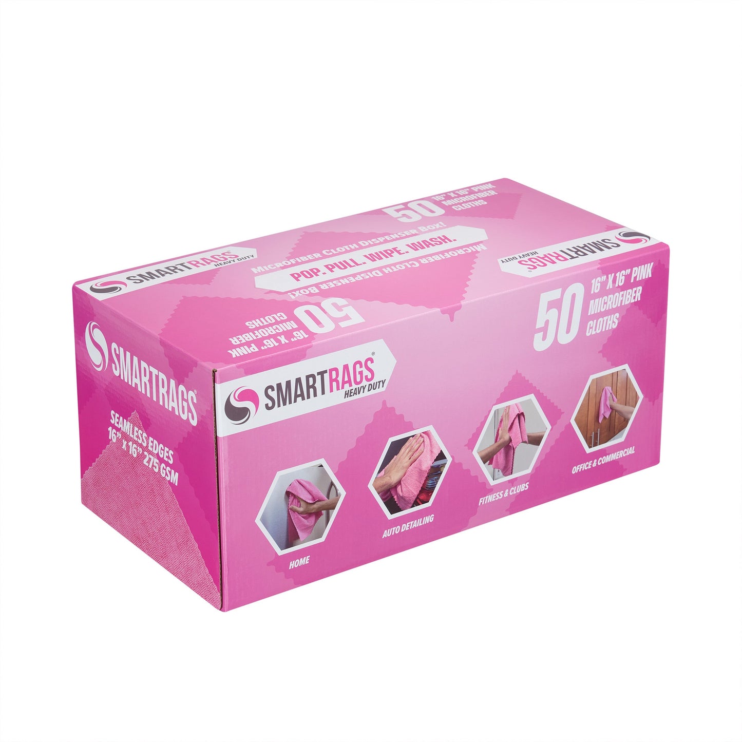 Arkwright Home SmartRagsXL Microfiber 45 Gram 16x16 Pink (1 Box of 50 Cloths) (PNP-M930-P)