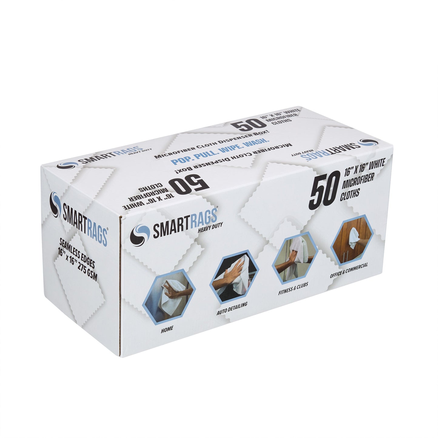Arkwright Home SmartRagsXL Microfiber 45 Gram 16x16 White (1 Box of 50 Cloths) (PNP-M930-W)