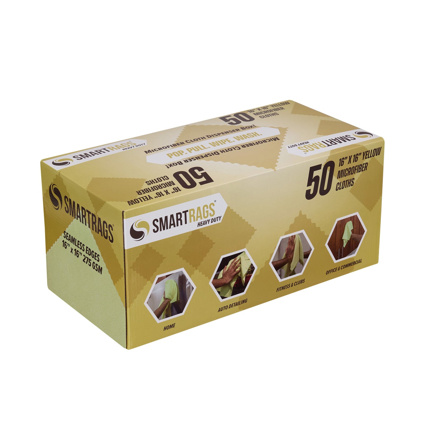 Arkwright Home SmartRagsXL Microfiber 45 Gram 16x16 Yellow (1 Box of 50 Cloths) (PNP-M930-Y)