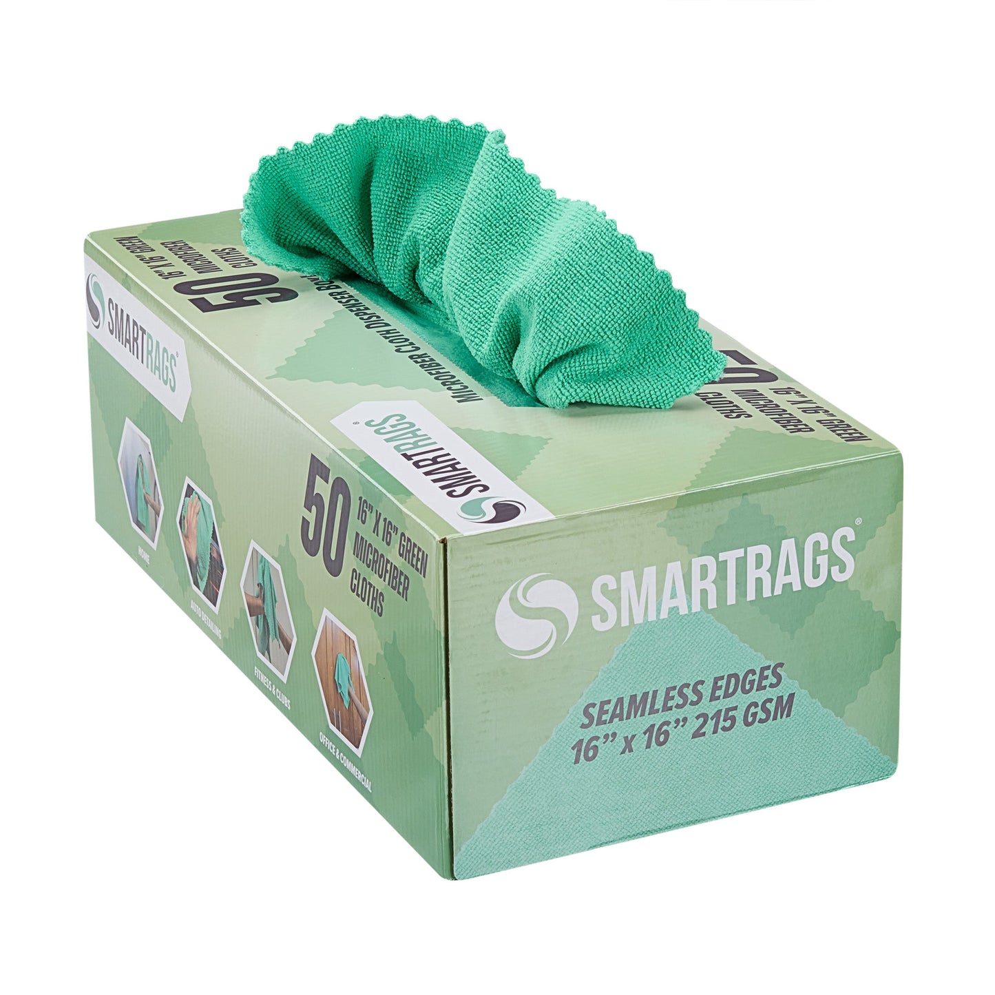 Arkwright Home SmartRagsXL Microfiber 35 Gram 16x16 Green (1 Box of 50 Cloths) (PNP-M931-G)