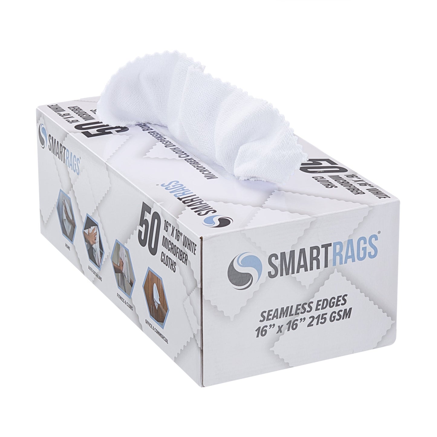 Arkwright Home SmartRagsXL Microfiber 35 Gram 16x16 White (1 Box of 50 Cloths) (PNP-M931-W)