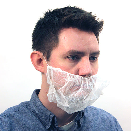 Safety Zone® ProGuard® Spunbond Polypropylene Beard Covers, 21", 100/Bag, 10 Bags/Case, White (SZNMBC-1000-21)